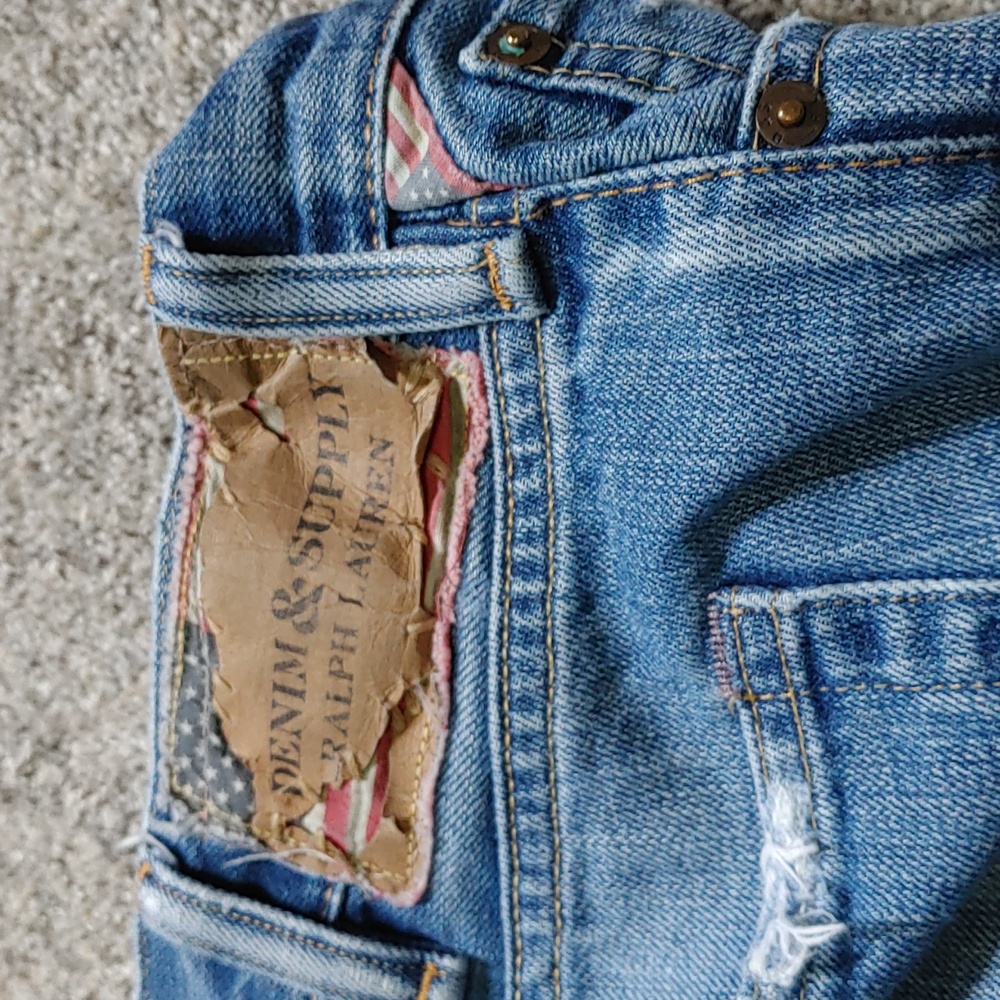 Y2K Ralph Lauren Men's Relaxed Fit Baggy Jeans Denim Distressed American Sz 38 - Picture 7 of 8